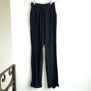 Plein Sud Wool Rolled Cuff Black Fitted High Waist Casual Trousers